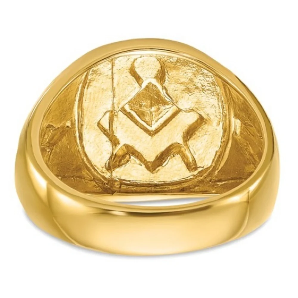 14k with White Rhodium Men's Diamond Blue Lodge Master Masonic Ring